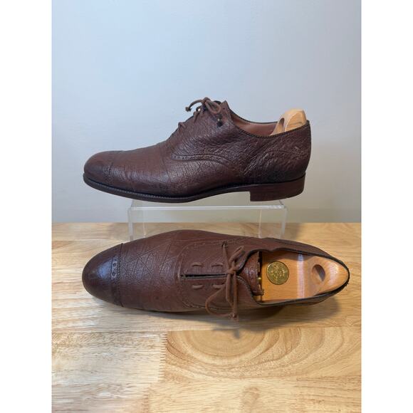 Barker Black Brown Leather Made in England Oxford Dress Shoes Size 9 JL - Picture 1 of 16